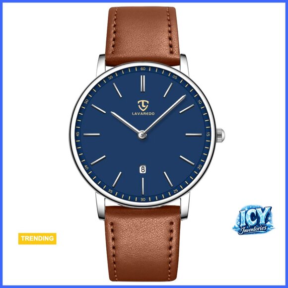 Minimalist Analog Date Watch with Leather Strap